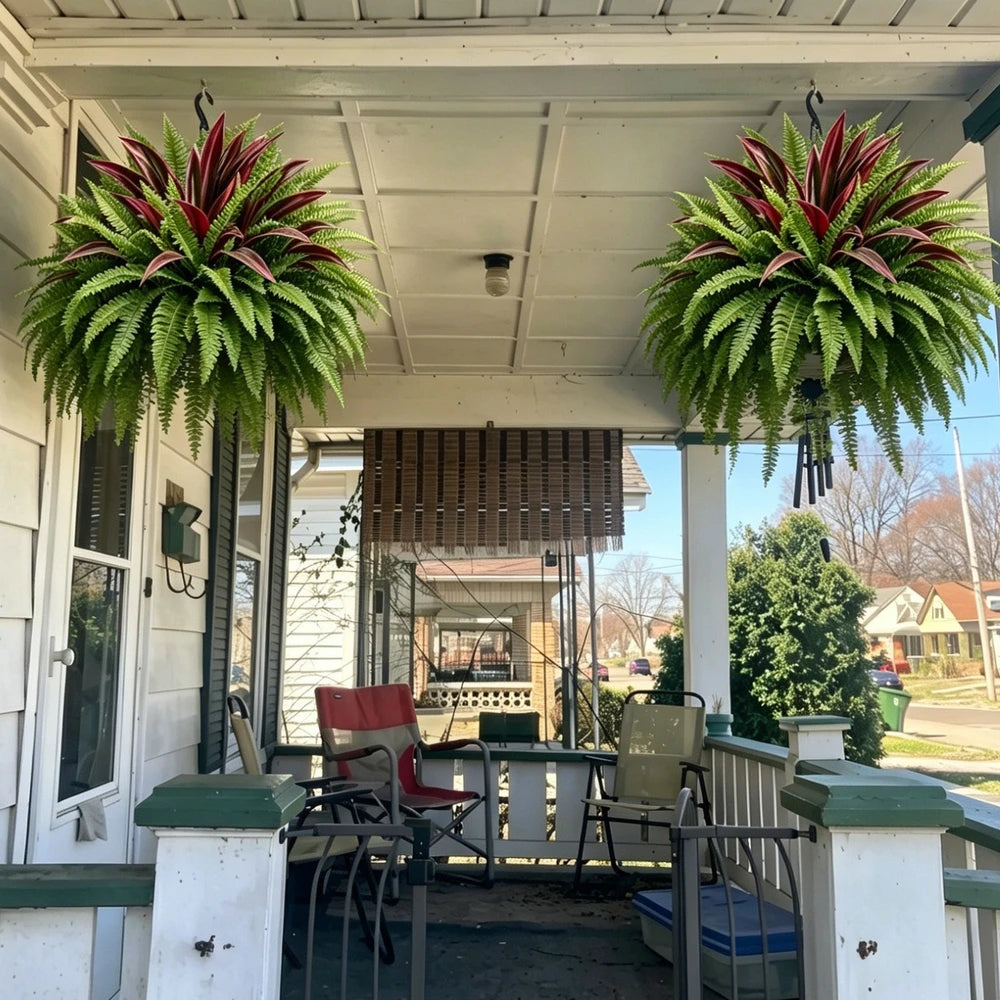🔥 Last Day Sale Price | UV Resistant Artificial Fern And Red Dracaena
